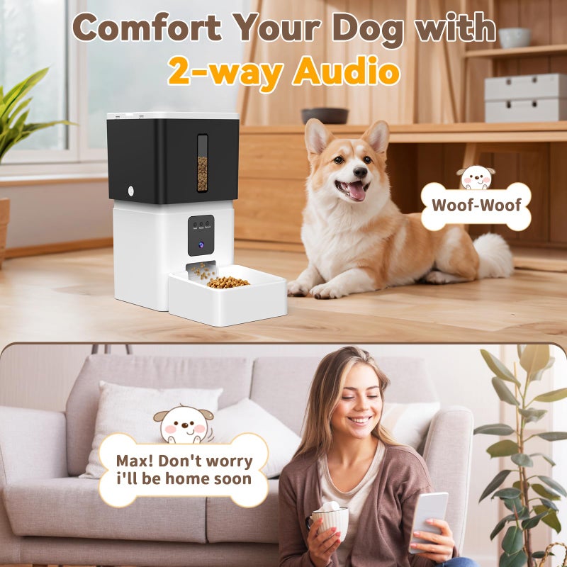 UTCG Automatic Dog Feeder with Camera: 8L/33 Cups 5G WiFi Timed Food Dispenser for Medium Dogs - 1080P HD Night Vision Video Recording 2-Way Audio APP Control - Image 5