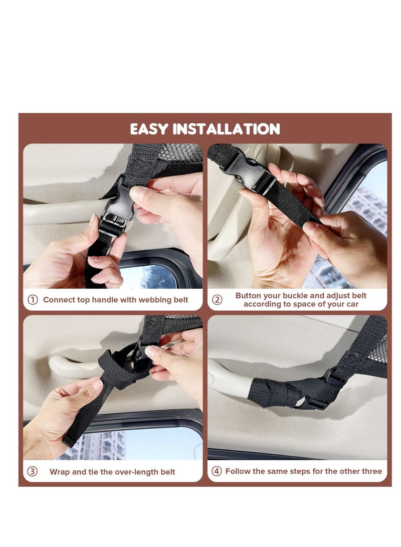 Upgrade Car Ceiling Cargo Net Pocket 31.5"x21.6" Strengthen Load-Bearing and Droop Less Double-Layer Mesh Roof Storage Organizer Truck SUV Travel Long Road Trip Camping Interior Accessories