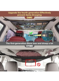 Y&D Upgrade Car Ceiling Cargo Net Pocket 31.5"x21.6" Strengthen Load-Bearing and Droop Less Double-Layer Mesh Roof Storage Organizer Truck SUV Travel Long Road Trip Camping Interior Accessories  - Image 2