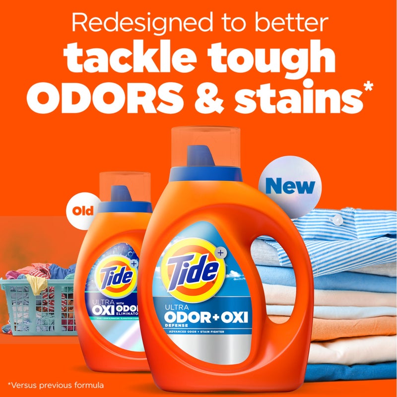 Tide Ultra Odor Defense Plus Oxi Liquid Laundry Detergent, 132 fl oz, 94 Loads, Advanced Odor and Stain Fighting Laundry Detergent Liquid - Image 2