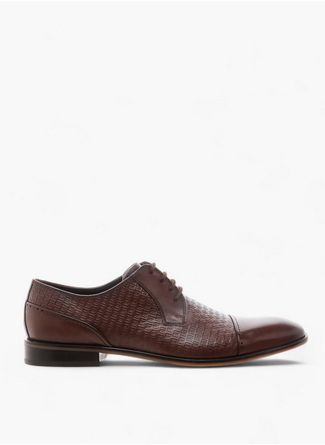 DUCHINI Men's Textured Derby Shoes with Lace-Up Closure  - Image 3