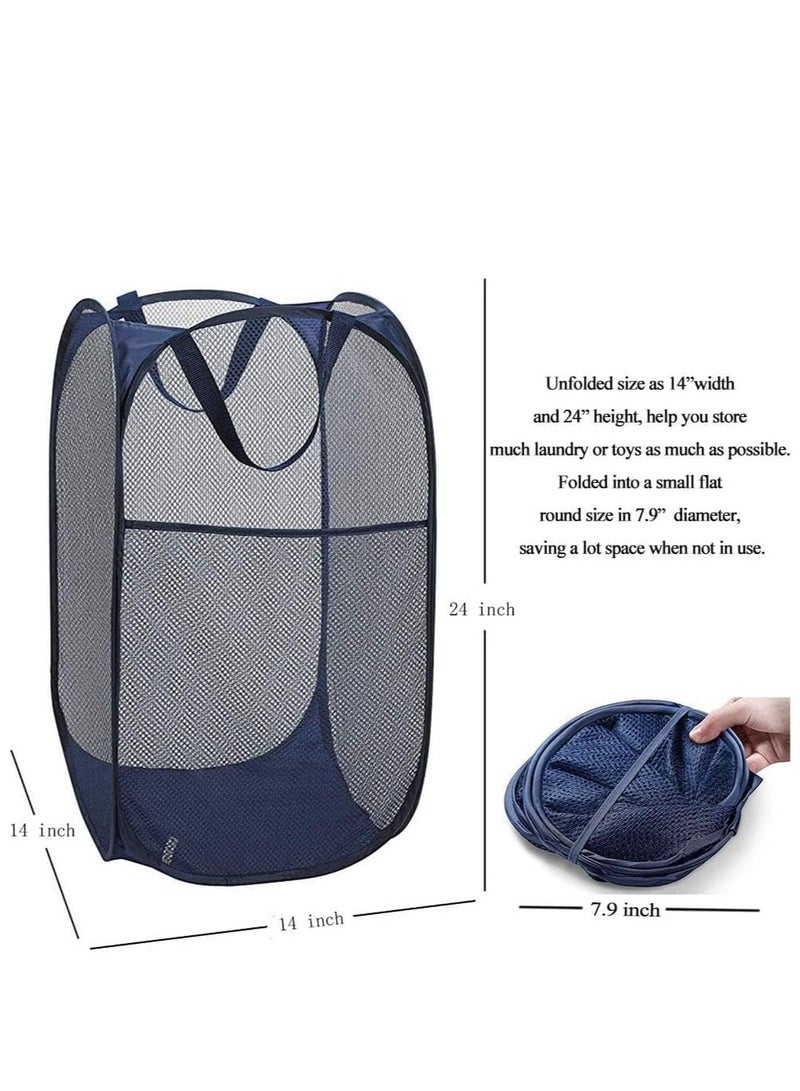 راكسوم سلة غسيل شبكية قابلة للطي - حل تخزين - سلة مدمجة - حقيبة شبكية قابلة للطي - سلة غسيل - سلة غسيل قابلة للطي (أزرق عمودي) - Image 3