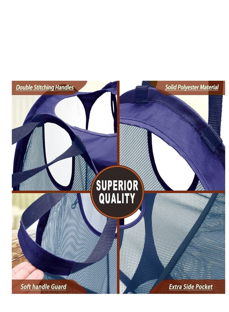 راكسوم سلة غسيل شبكية قابلة للطي - حل تخزين - سلة مدمجة - حقيبة شبكية قابلة للطي - سلة غسيل - سلة غسيل قابلة للطي (أزرق عمودي) - Image 5