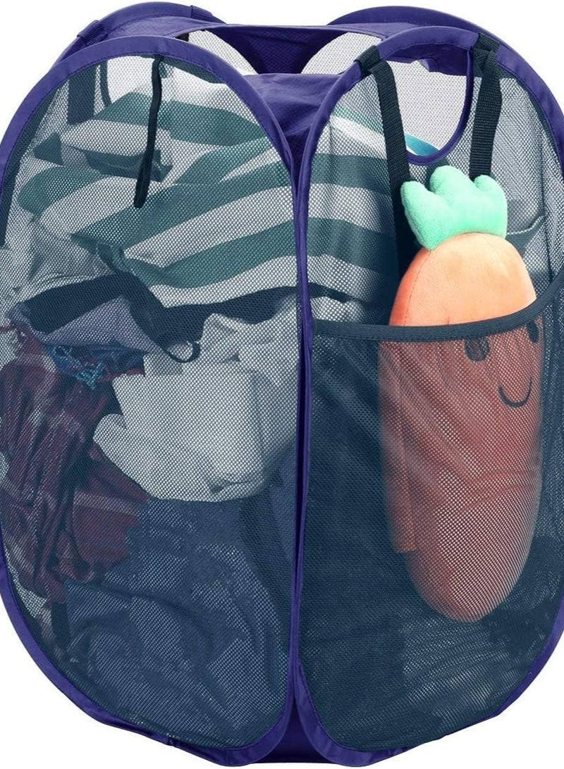 راكسوم سلة غسيل شبكية قابلة للطي - حل تخزين - سلة مدمجة - حقيبة شبكية قابلة للطي - سلة غسيل - سلة غسيل قابلة للطي (أزرق عمودي) - Image 1