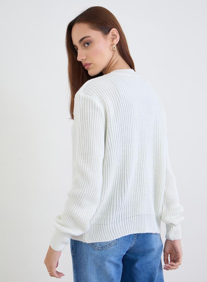 ستايلي كارديغان محاك بأزرار بلون أوف وايت - Image 5