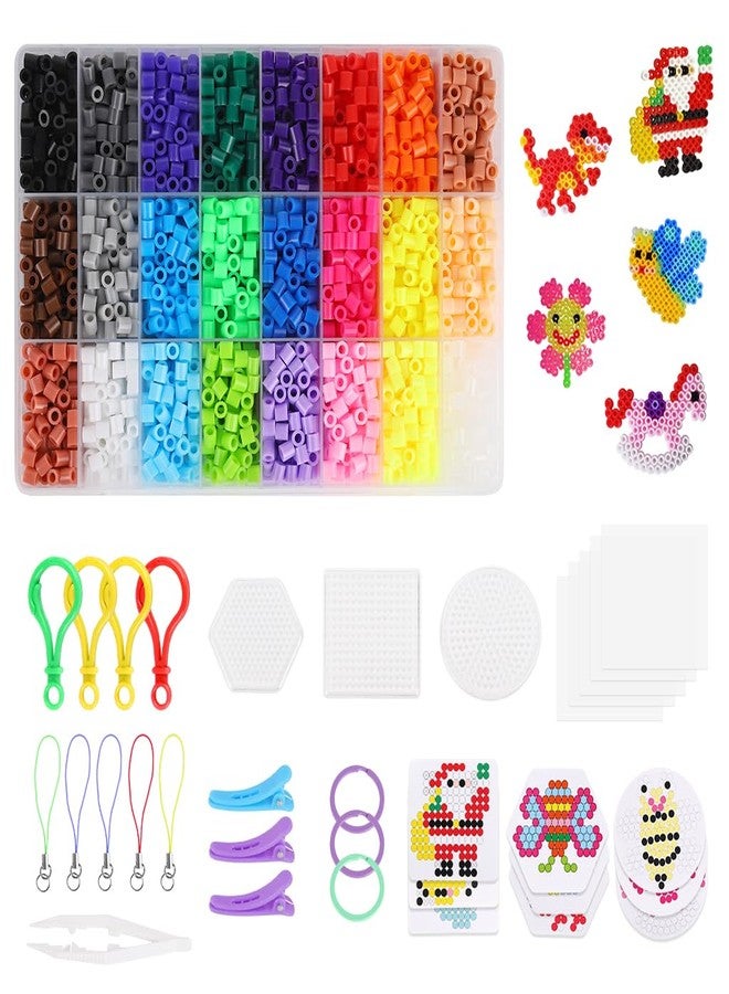 PATPAT® 4300pcs 5mm Fuse Beads Kit, DIY Craft Kits 24 Colors Iron-On Melty Perler Beads Set with Pegboards, Ironing Paper & Chain Accessories Art Decorations for Room Unique Handcrafted Gifts - Image 1