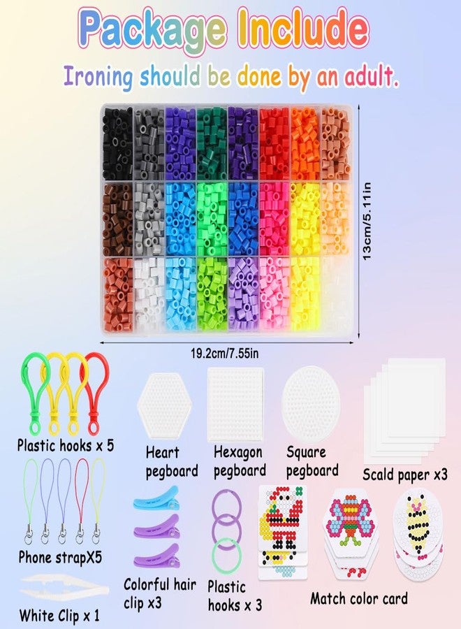 PATPAT® 4300pcs 5mm Fuse Beads Kit, DIY Craft Kits 24 Colors Iron-On Melty Perler Beads Set with Pegboards, Ironing Paper & Chain Accessories Art Decorations for Room Unique Handcrafted Gifts - Image 2