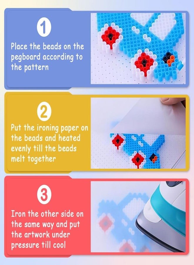 PATPAT® 4300pcs 5mm Fuse Beads Kit, DIY Craft Kits 24 Colors Iron-On Melty Perler Beads Set with Pegboards, Ironing Paper & Chain Accessories Art Decorations for Room Unique Handcrafted Gifts - Image 5