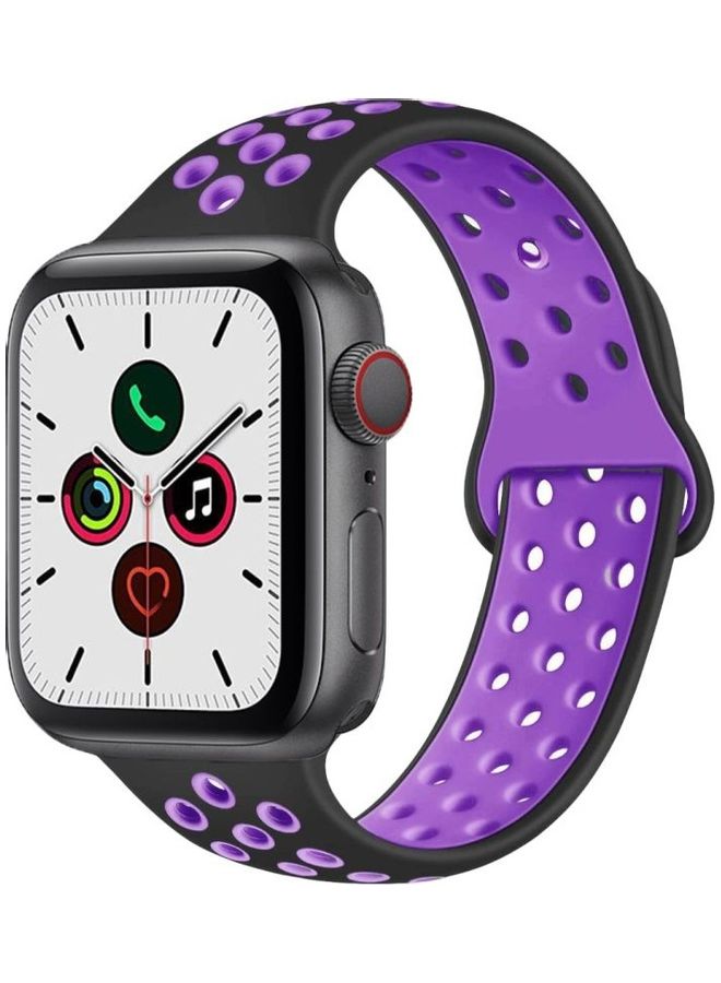 HuHa Replacement Watchband For Apple Watch Series 6/SE/5/4 40mm - 3/2/1 38mm Purple/Black - Image 1