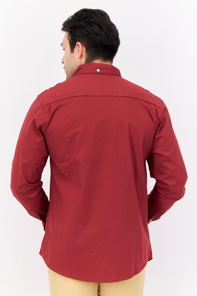 Paper Denim & Cloth Men Slim Fit Solid Long Sleeves Casual Shirt, Dark Brown  - Image 2