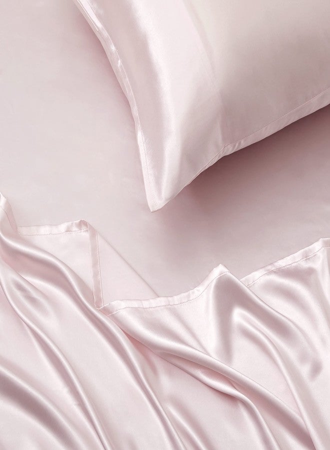 Counfeisly 3 Pieces Satin Sheets Set, Twin Size Luxury Silky Soft Satin Bed Sheets with 1 Deep Pocket Fitted Sheet, 1 Flat Sheet, 1 Pillowcase, Blush Pink - Image 3