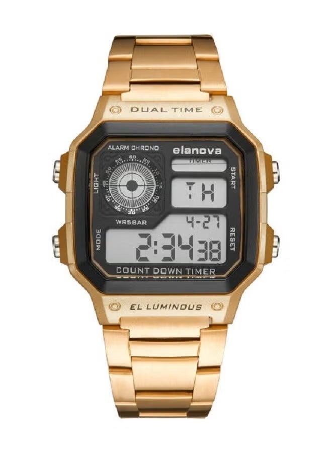 Elanova Digital Men’s Wristwatch, Water-Resistant with Stainless Steel Strap – Model EL906 - Image 4