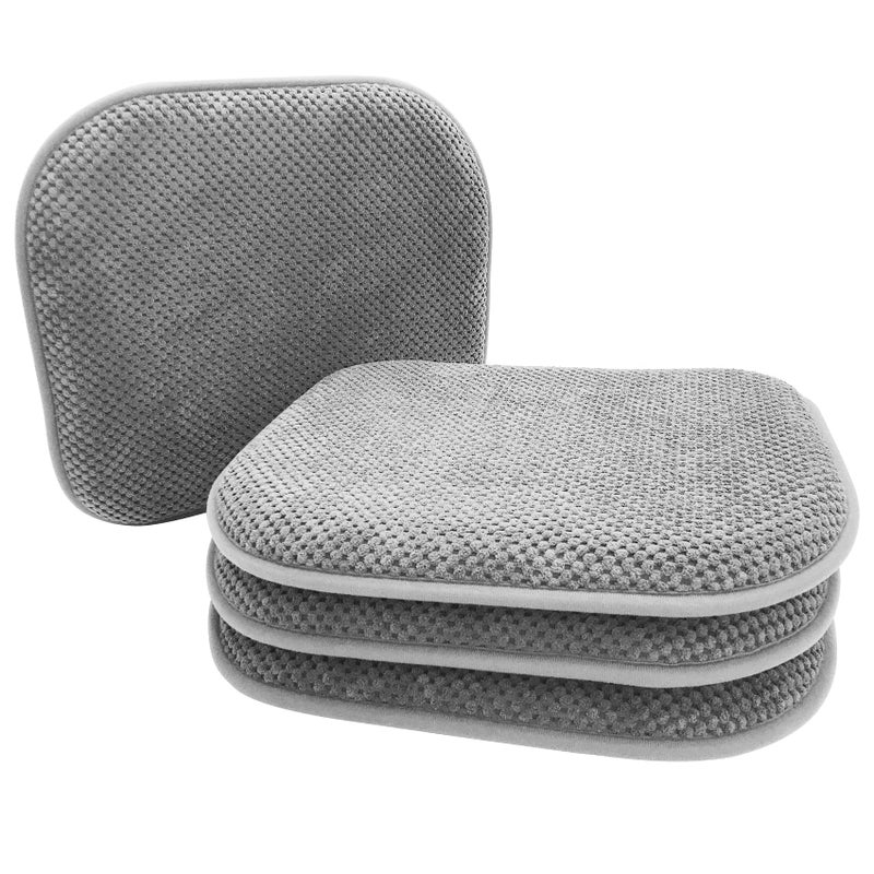 PAGGED PAGGED Silver Grey Foam Seat Cushions Kitchen Chairs Pads for Dining Chairs Non Slip Patio Seat Cushions Set of 4 Washable U Shaped Soft Thick Large Metal Wooden Chair Cushions 17"" x 15"" - Image 2