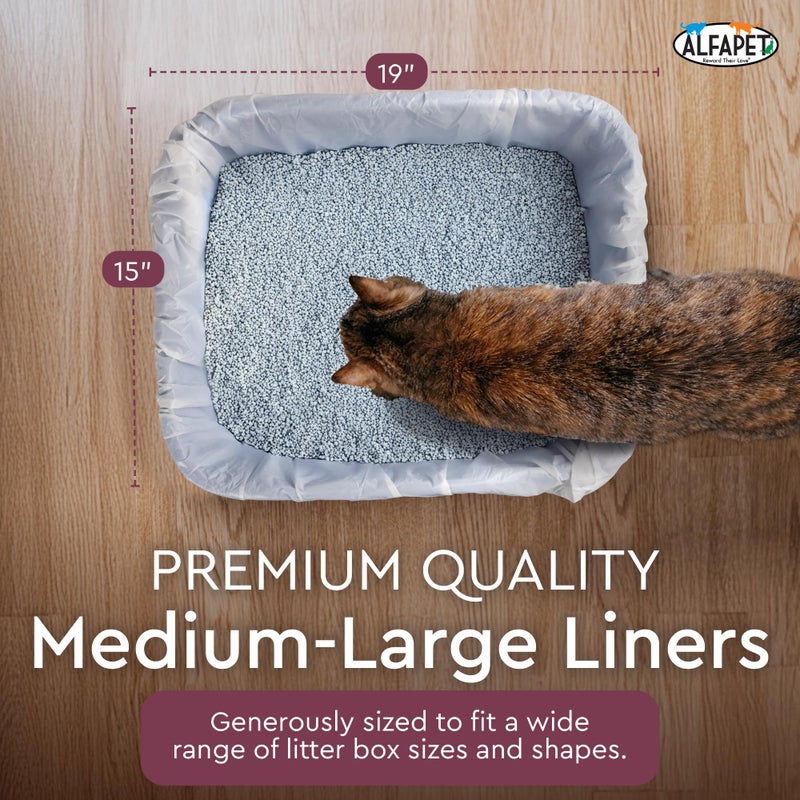 Alfapet Cat Litter box liner Disposable, Elastic Liners- 24-count-For Medium and Large, Size Litter Pans- With Sta-Put Technology for Firm, Easy Fit- Quick + Clever Waste Cleaners - Image 4