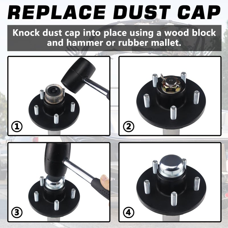 GREPSPUD 2pcs 1.98'' Trailer Axle Dust Caps, Trailer Hub Bearing Dust Cap Cup Wheel Center Grease Cover Caps for 2000-3500 lbs Boat Trailer Dexter EZ Lube Trailer Camper RV - Image 5