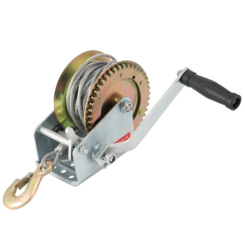 ZOENHOU 1600lbs Capacity Heavy Duty Hand Winch with 49FT 15m Steel Cable Hand Crank Winch Boat Trailer Winch Manual Winch with Hook and Gear Grease for Pulling Boat Trailer Truck