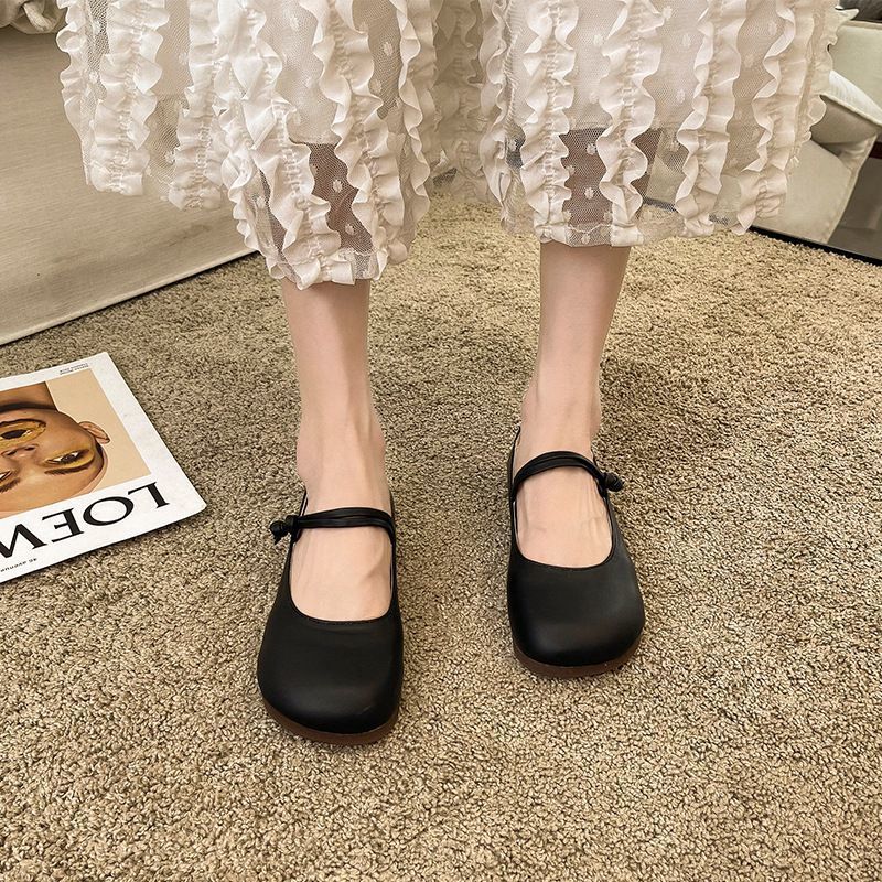 Square-Toe Mary Jane Shoes for Women, Retro 2025 New Korean Style Literary Fairy Flats Shoes, Soft Soles, Versatile Granny Shoes Black - Image 1
