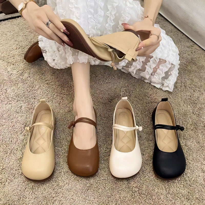 Square-Toe Mary Jane Shoes for Women, Retro 2025 New Korean Style Literary Fairy Flats Shoes, Soft Soles, Versatile Granny Shoes Black - Image 4