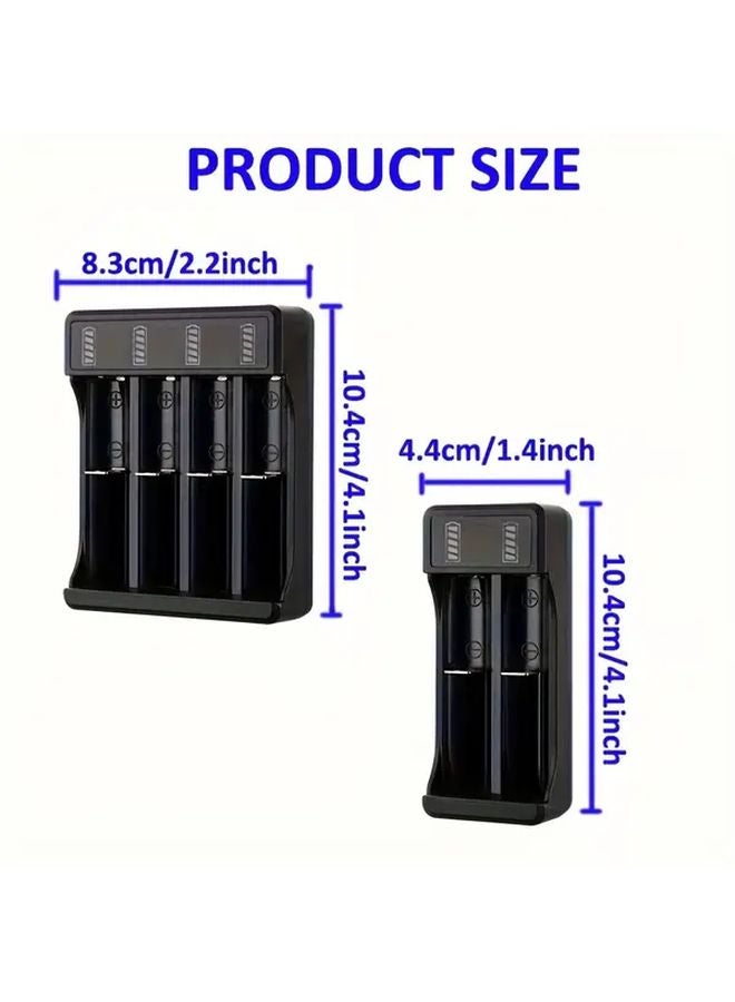 شاحن بطارية ذكي 4 منافذ USB لبطاريات ليثيوم أيون 18650 قابلة لإعادة الشحن، بنك طاقة 14500 26650 - Image 3