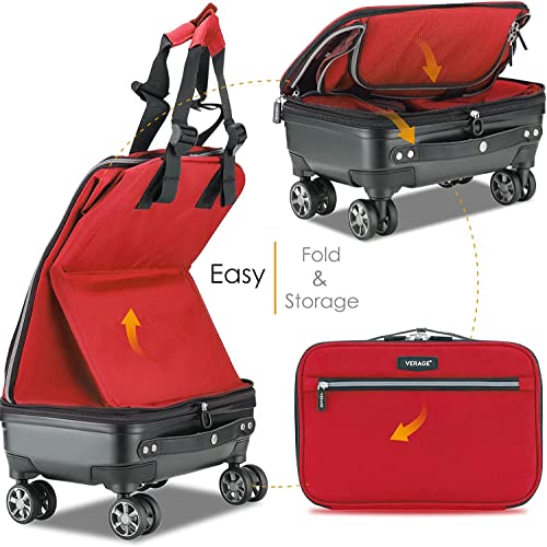 Verage Expandable Foldable Luggage Bag Collapsible Suitcases Rolling Travel Duffel Bag Larger Suit Case with Detachable Spinner Wheels,Red,24 Inch Expands into 28 Inch - Image 2