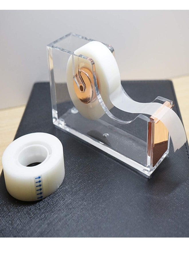 KIDMEN Office Tape Dispenser,Transparent Acrylic Tape Dispenser-Rose Gold - Image 2