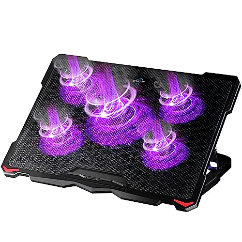 AICHESON Laptop Cooling Pad for 156 to 173 Inches PC Notebooks 5 Fans Computer Cooler Stands with Purple Lights Desk Chiller Mat S035 - Image 1