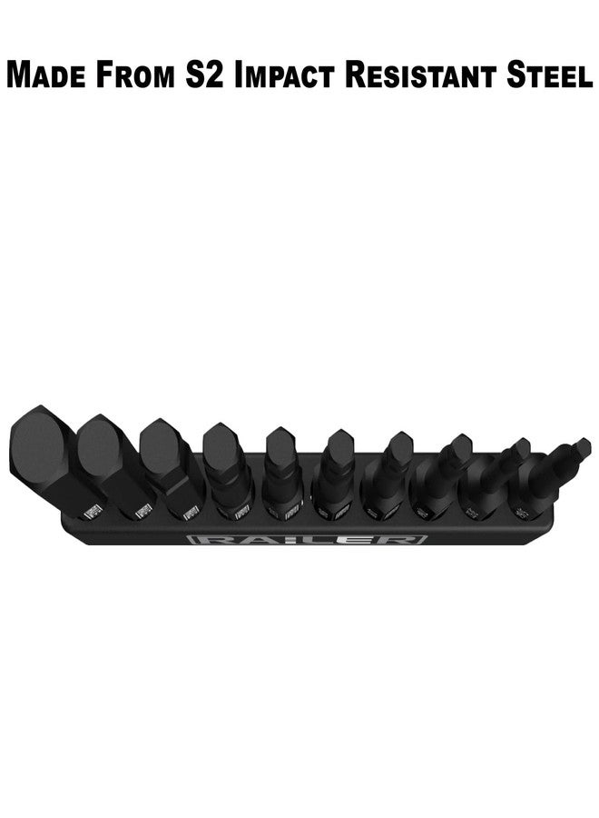 Railer 10 Pack SAE Hex Head Allen Wrench Drill Bit Set. Premium S2 Steel 2 Inch SAE Hex Bit Set With Quick Release Shank and a Storage Bitrail - Great for Ikea Type Furniture - Image 4