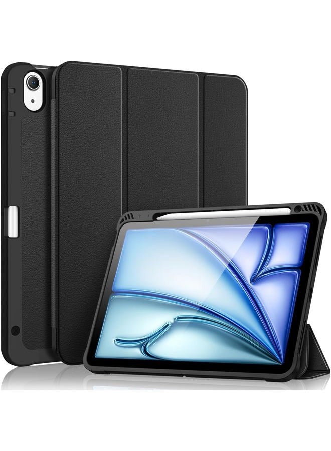 avakot Case for iPad Air 11 inch 2024 (M2) with Pencil Holder, Smart Cover with Protective Trifold Stand & Soft TPU Back, Auto Wake/Sleep, Cover for iPad Air 6th Gen (A2902, A2903, A2904) - Black - Image 1