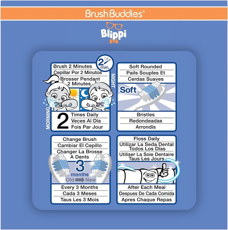 Brush Buddies Blippi Kids Toothbrushes, Manual Toothbrushes for Kids, Toothbrush for Toddlers 2-4 Years, Blippi Childrens Toothbrush, Soft Toothbrushes, 2PK - Image 5