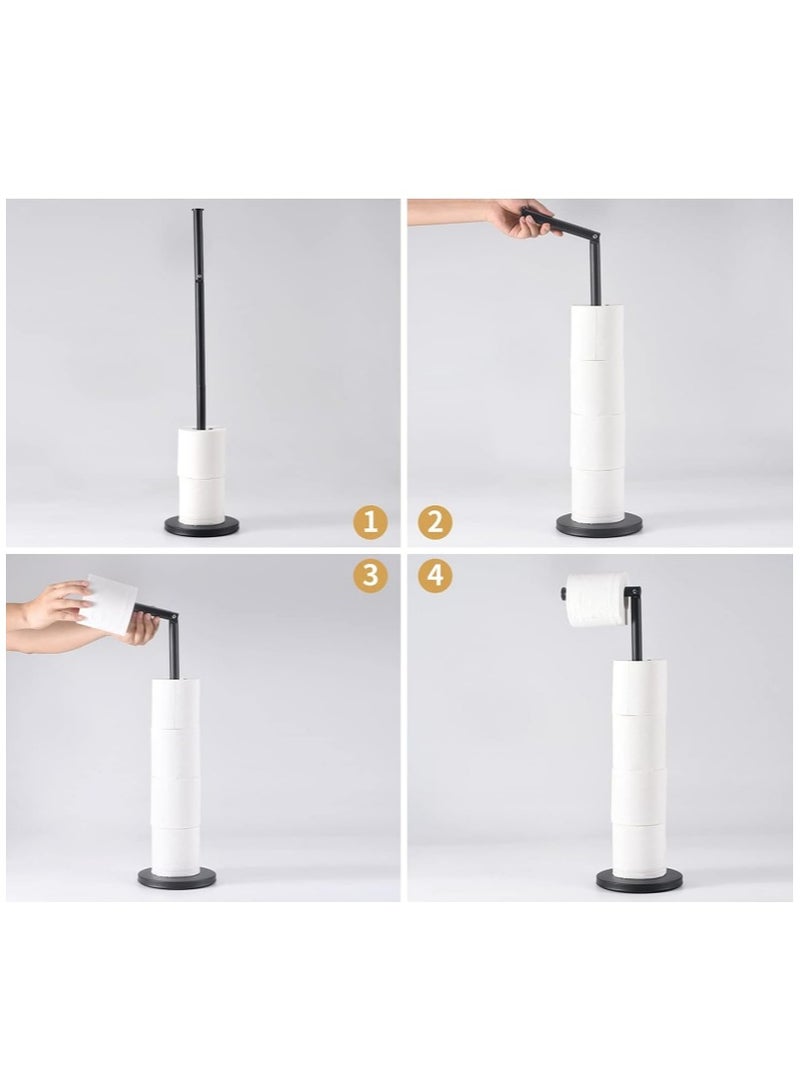 Bathroom Free Standing Toilet Paper Holder Stand 5 Paper Rolls,Finished Stainless Steel Rustproof Tissue Roll Holder Floor Stand Storage for Bathroom (Brushed Nickel)  - Image 4