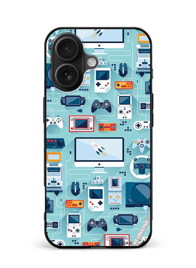 VR CREATIVE Protective Case Cover For Apple iPhone 16 Plus Ps 5 Remote Controls Design Multicolour