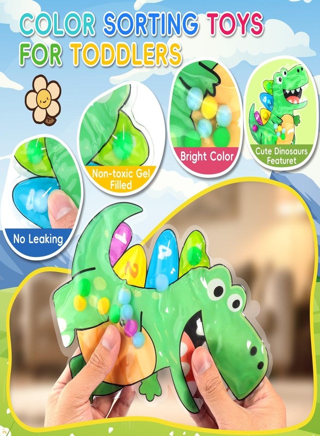 FIVEDAOGANG Dinosaur Color Sorting Sensory Toys for Toddlers 1-3,Fine Motor Skills Matching Travel Toys for Kids,Easter Basket Stuffer Gift for Toddler Boy Montessori Fidget Preschool Classroom Activities for Kid - Image 3