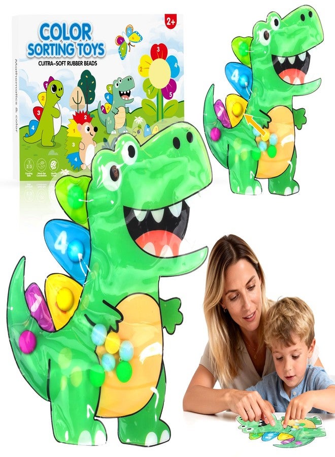 FIVEDAOGANG Dinosaur Color Sorting Sensory Toys for Toddlers 1-3,Fine Motor Skills Matching Travel Toys for Kids,Easter Basket Stuffer Gift for Toddler Boy Montessori Fidget Preschool Classroom Activities for Kid - Image 1