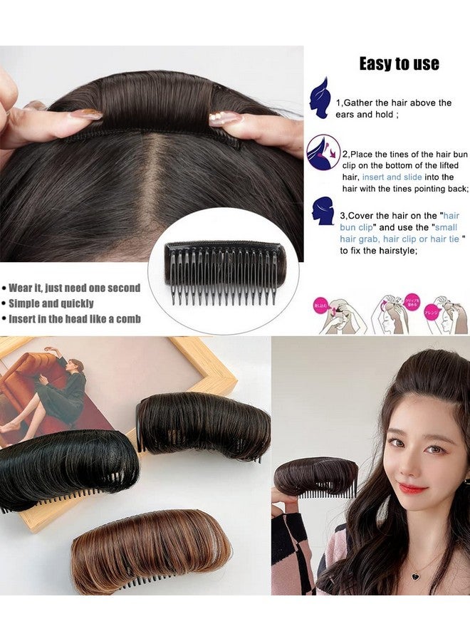 ericotry 1Pcs Womens Hair Bun Invisible False Hair Clip Bump It Up Volume Hair Base Fluffy Princess Styling Increased Hair Pad Styling Insert Tool Hair Accessories (Light Brown) - Image 4