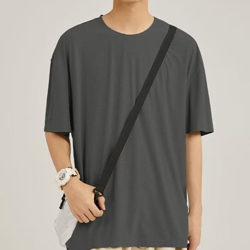 Ice Silk Mesh Short-Sleeved T-Shirt Men'S 2024 Summer Loose Large Size Men'S Casual T-Shirt Men'S M-5Xl - Image 3
