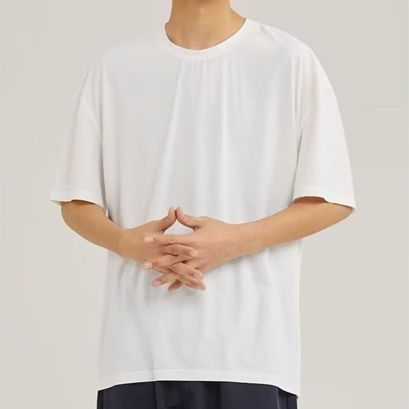 Ice Silk Mesh Short-Sleeved T-Shirt Men'S 2024 Summer Loose Large Size Men'S Casual T-Shirt Men'S M-5Xl - Image 4