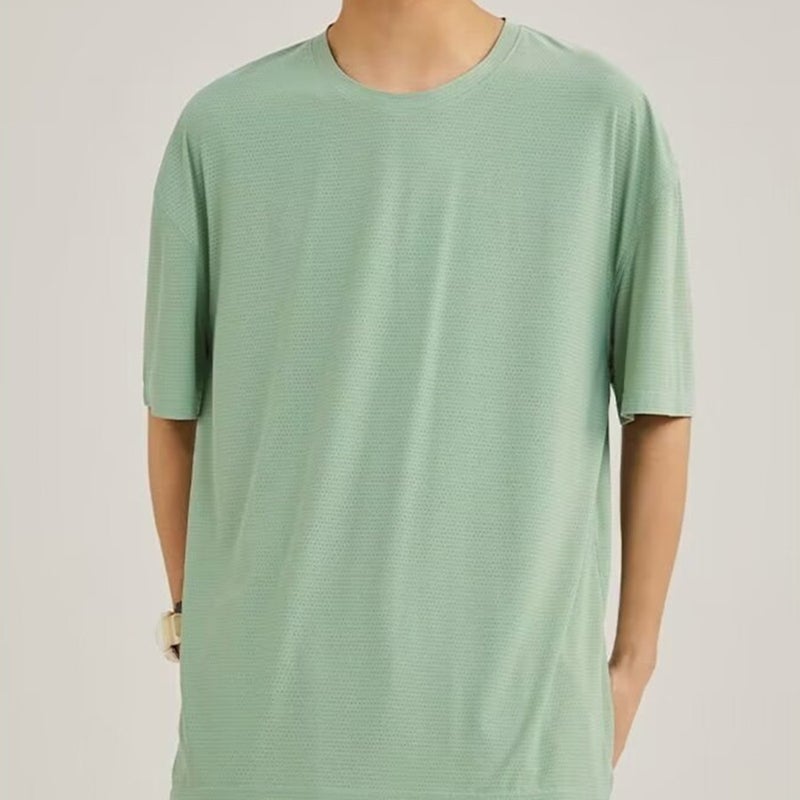 Ice Silk Mesh Short-Sleeved T-Shirt Men'S 2024 Summer Loose Large Size Men'S Casual T-Shirt Men'S M-5Xl - Image 2