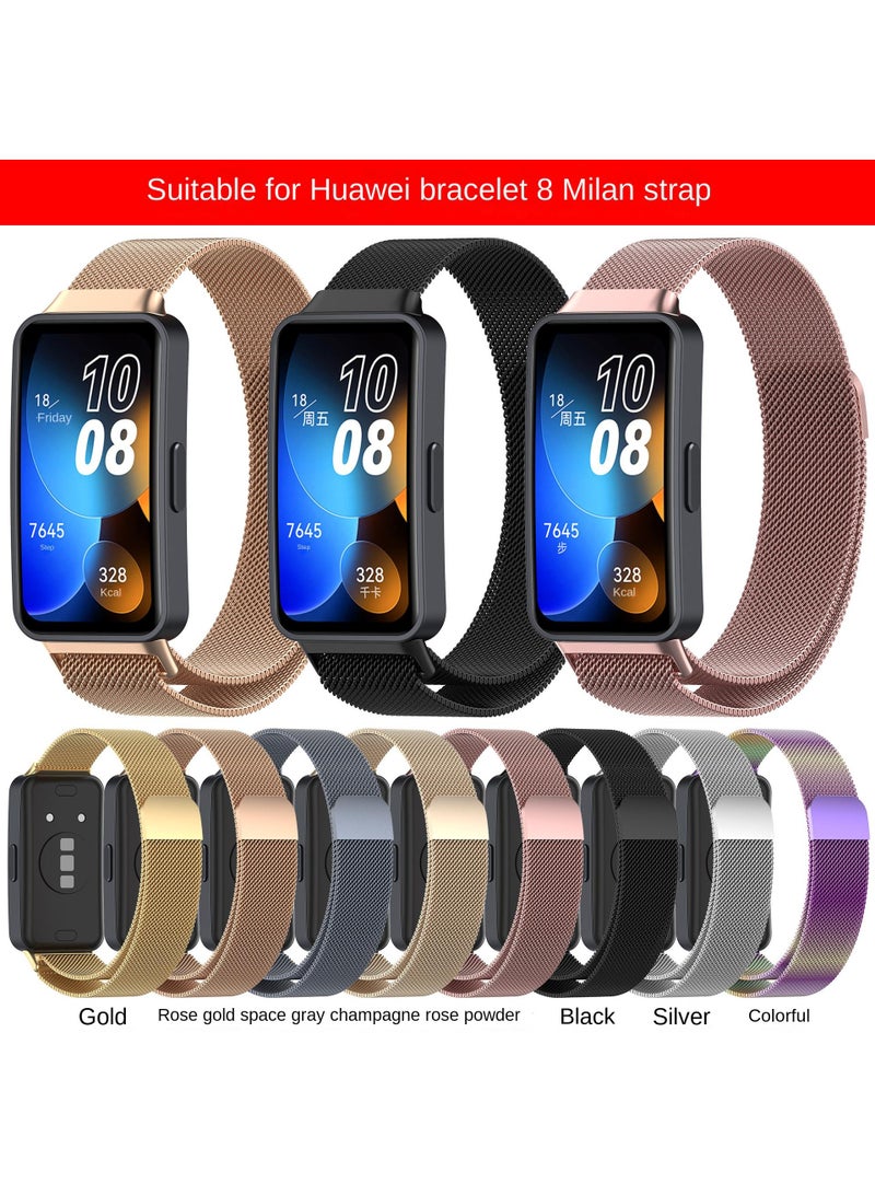 1 قطعة هواوي باند 8 سوار ساعة معدني مغناطيسي من الفولاذ المقاوم للصدأ بلون الشمبانيا - Image 4