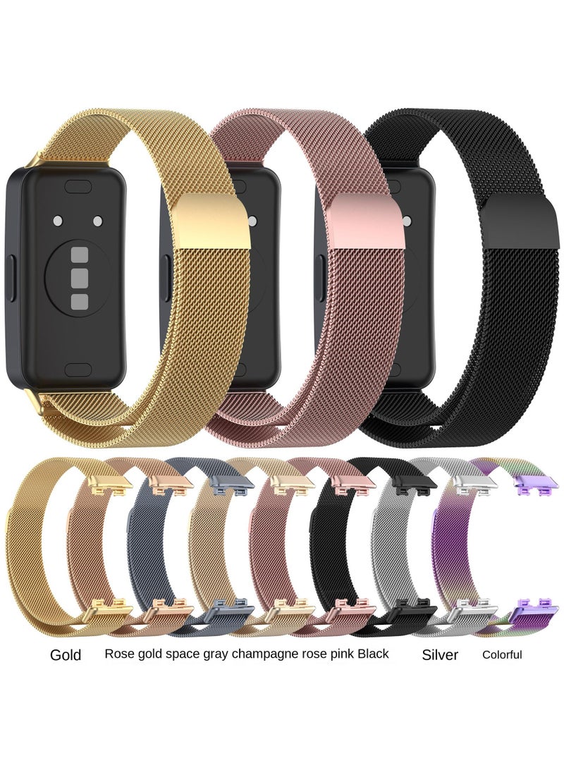 1 قطعة هواوي باند 8 سوار ساعة معدني مغناطيسي من الفولاذ المقاوم للصدأ بلون الشمبانيا - Image 3