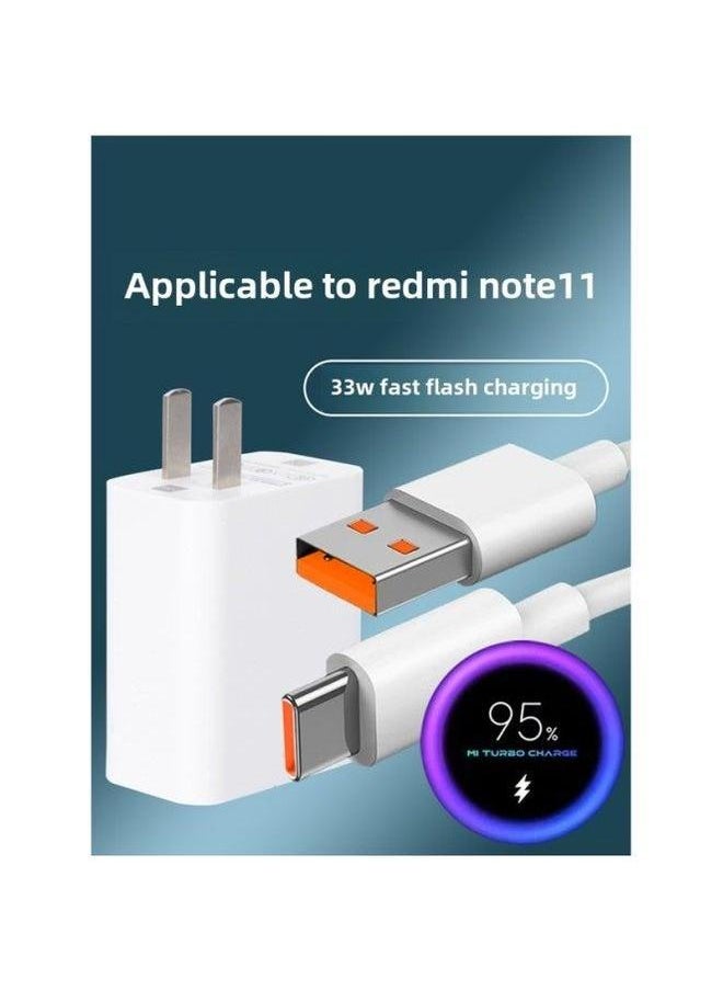 Suitable For Redmi Note11 Charger Head Type-c Data Cable 33W Watt Fast Charging-Color:33w Charging + 1.5m