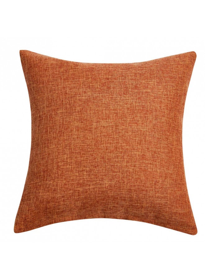 Anickal Anickal Fall Thanksgiving Pillow Covers 18x18 Inch for Thanksgiving Decorations Set of 2 Burnt Orange Rustic Linen Decorative Square Throw Pillow Covers for Sofa Couch Farmhouse Home Decoration  - Image 2