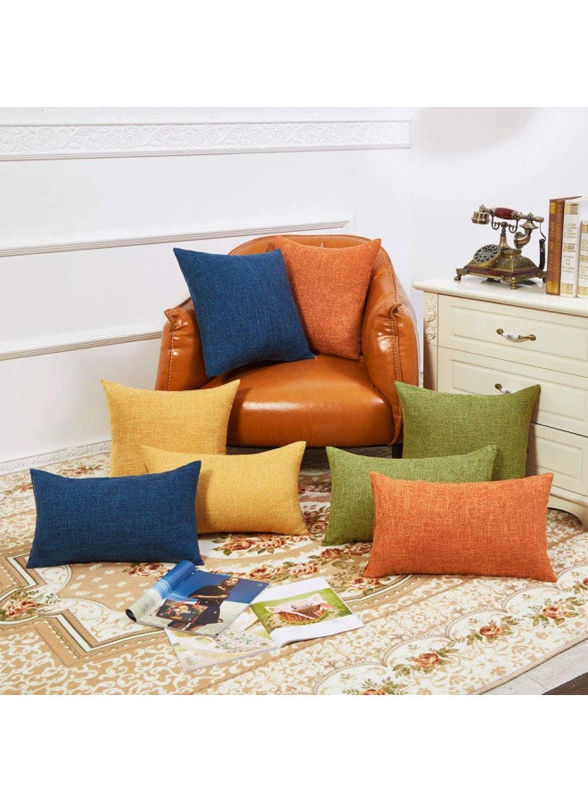 Anickal Anickal Fall Thanksgiving Pillow Covers 18x18 Inch for Thanksgiving Decorations Set of 2 Burnt Orange Rustic Linen Decorative Square Throw Pillow Covers for Sofa Couch Farmhouse Home Decoration  - Image 4