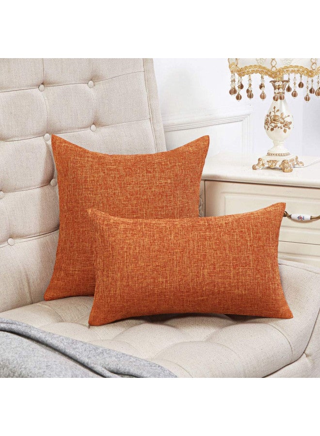 Anickal Anickal Fall Thanksgiving Pillow Covers 18x18 Inch for Thanksgiving Decorations Set of 2 Burnt Orange Rustic Linen Decorative Square Throw Pillow Covers for Sofa Couch Farmhouse Home Decoration  - Image 3