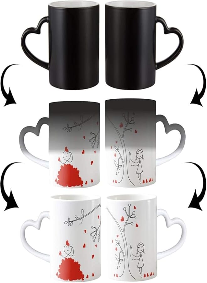 FUNKY STORE Ceramic Coffee Mug - 2 Pieces, Multicolour, 330ml