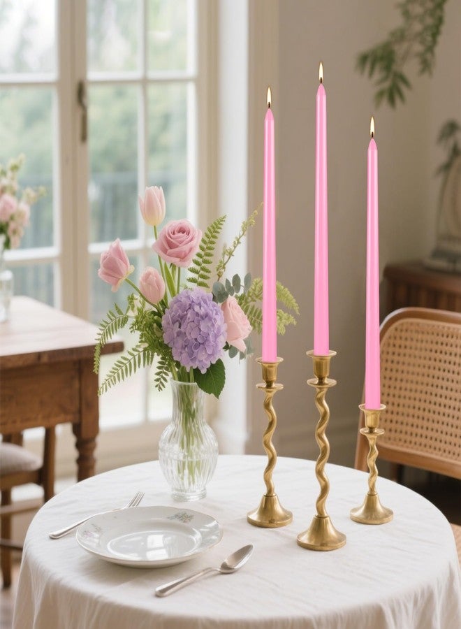 Grcdoyvl 14-Pack Pink Taper Candles - 10 Inch Unscented Dripless Candlesticks, Long Burning for Weddings, Bridal Showers, Valentine's Day & Romantic Dinner Parties - Image 5