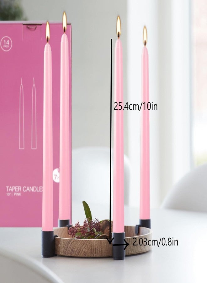 Grcdoyvl 14-Pack Pink Taper Candles - 10 Inch Unscented Dripless Candlesticks, Long Burning for Weddings, Bridal Showers, Valentine's Day & Romantic Dinner Parties - Image 4
