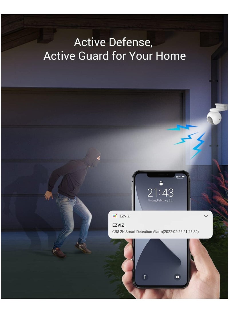 EZVIZ 2K Security Camera Outdoor Wireless, 360° PTZ Auto Tracking, Color Night Vision, WIFI Camera Surveillance Exterior Home, Human Detection, Two Way Audio, Alexa,10400mAh, CB8 Kit with Solar Panel - Image 5