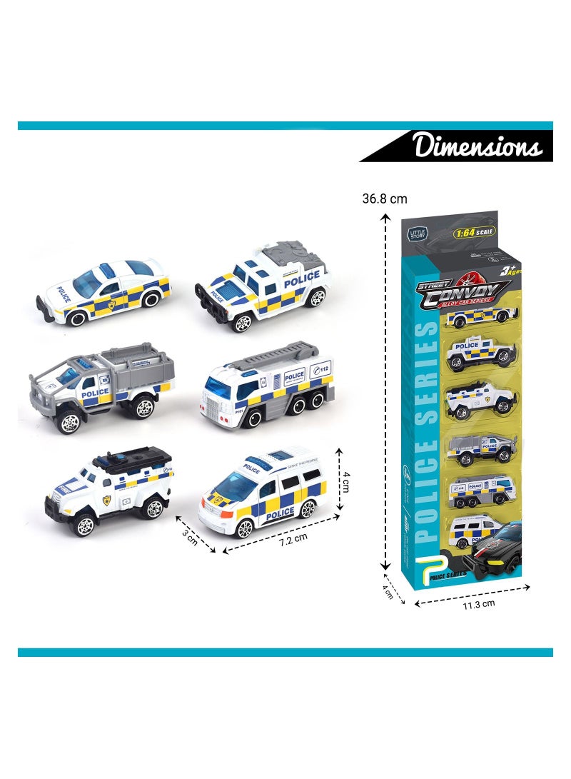 Little Story Little Story Alloy Sliding Police Toy Car (6Pcs)-White  - Image 3