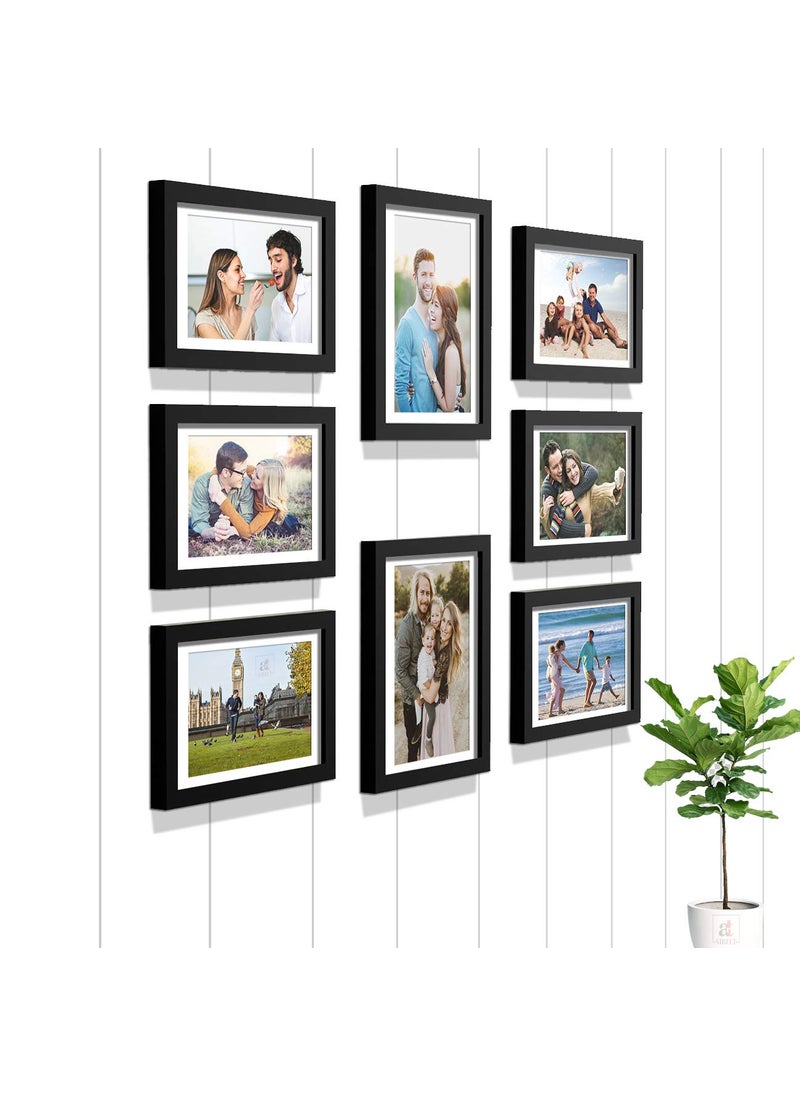 Art Street Art Street Set of 8 Black Wall Photo Frame, Picture Frame for Home Decor (Size - 6x8, 8x10 Inchs)  - Image 1