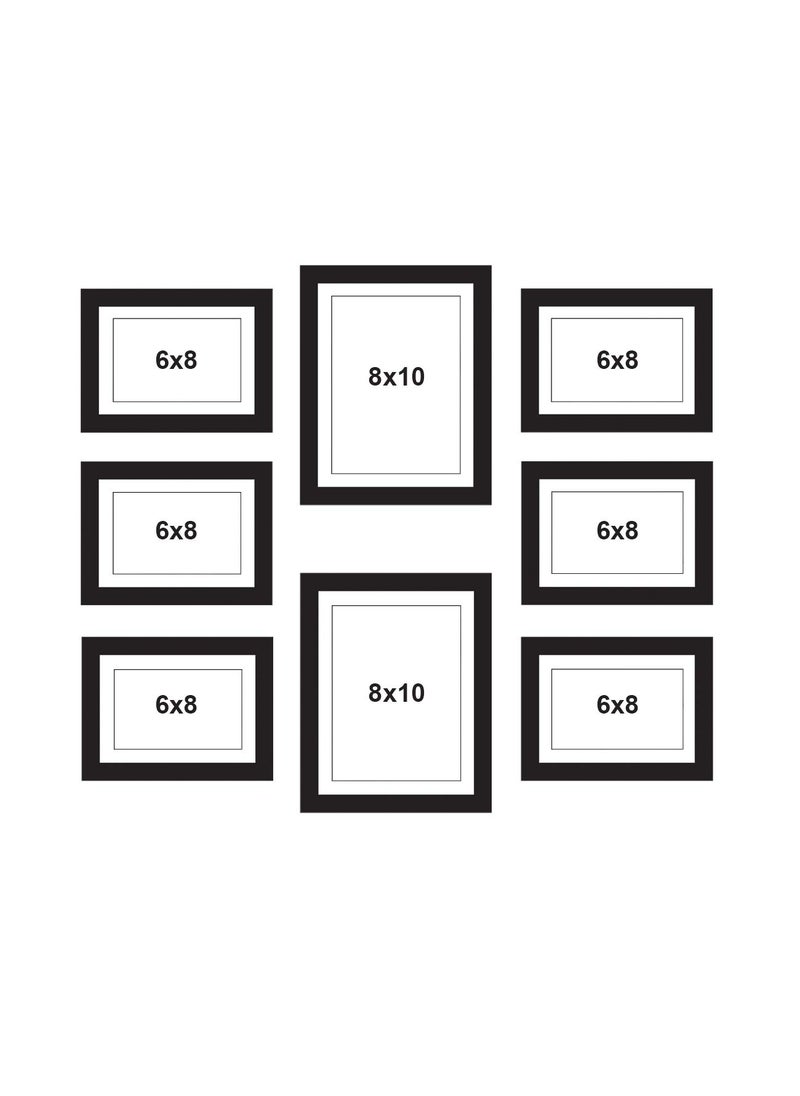 Art Street Art Street Set of 8 Black Wall Photo Frame, Picture Frame for Home Decor (Size - 6x8, 8x10 Inchs)  - Image 2